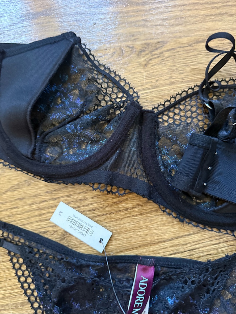 Black Lace Underwire Bra & Bikini Set M and 36D NWT - Picture 5 of 6